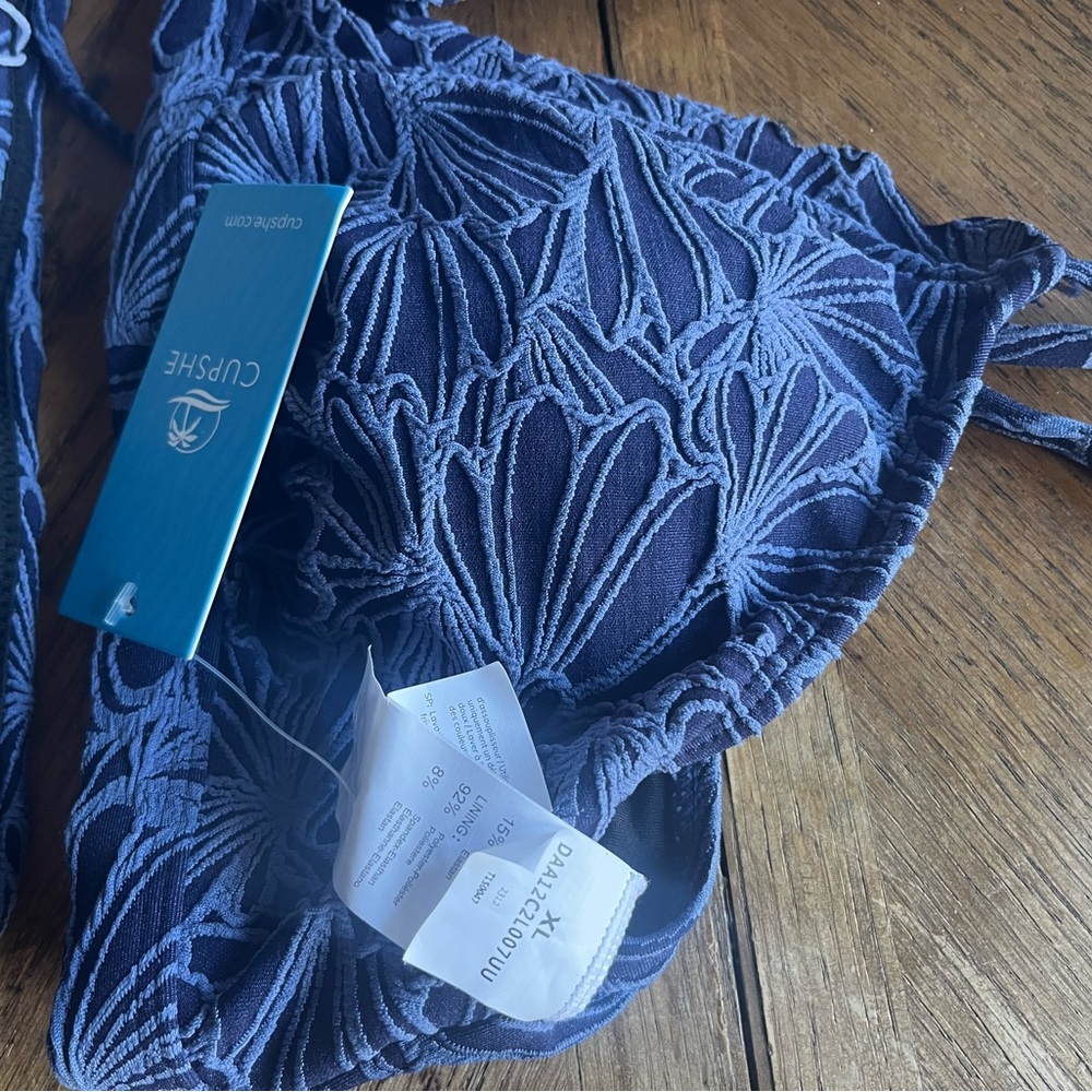 Floral Jacquard Scalloped Bralette & High Waist Bikini Set - Picture 4 of 4